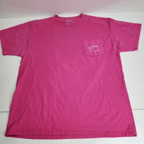 Save Our Seas (Guy Harvey) Dual Sided Pink Pocket Short Sleeve Tee Men's Size L - Picture 2 of 5